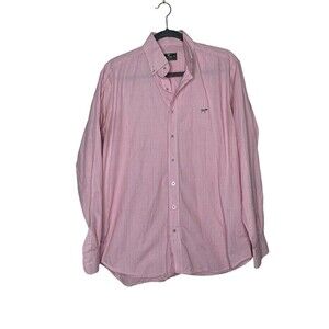Southern Point Shirt Mens Size Medium Pink Plaid Dog Button Up Dress Casual